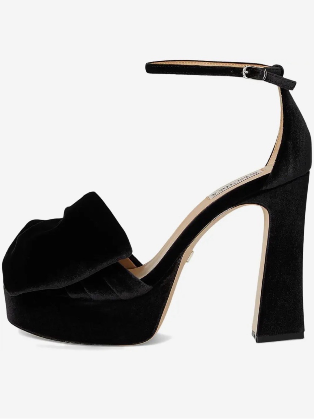 Badgley Mischka Black Velvet Platform Ankle-Strap High Heel Sandal